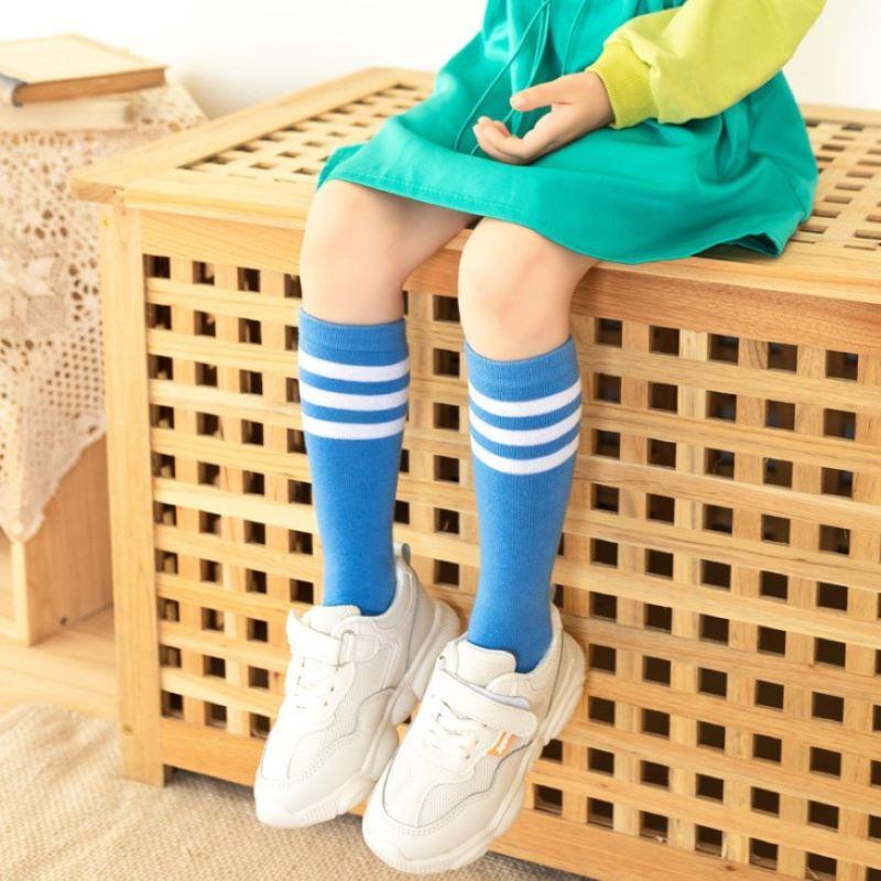 Kids Candy Colored Striped Cotton Knee High Socks Boys Girls Long Tube School Sports Socks