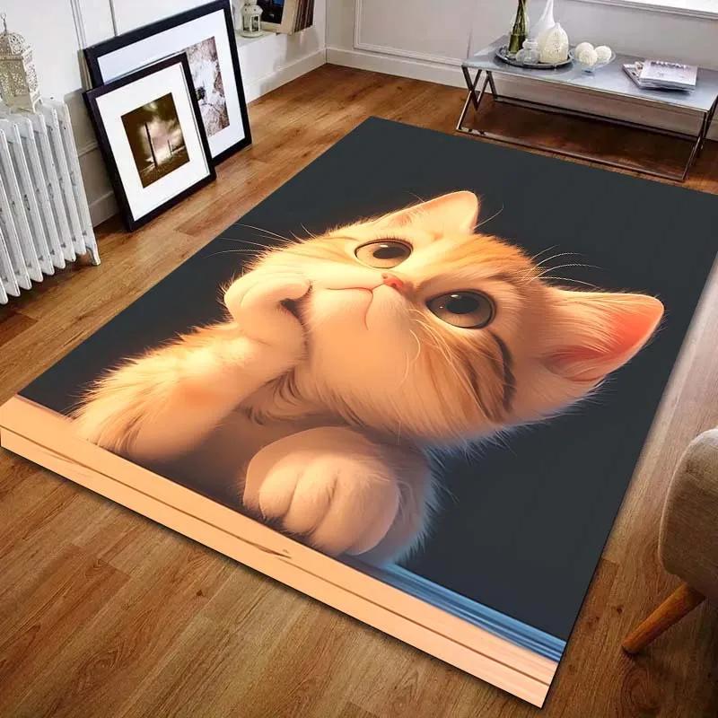 Dywan 3D HD Kot w Fantazyjny Wzór do Sypialni Pokoju Dziennego Przy Łóżku Przy Sofie Mata Podłogowa Nowoczesny Wystrój Domu Dywan Obszarowy Można Prać w Pralki PREZENT