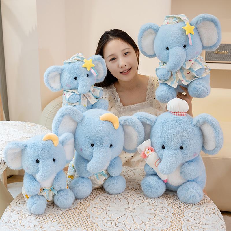 Blue Jiji Elephant Plush - Soothing Cloth Doll for Children's Sleep