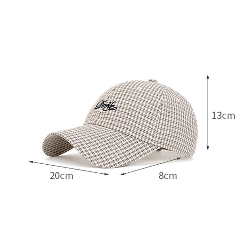 Plaid Cap Women's Spring Summer Letter Embroidered Baseball Cap Sunscreen Hat