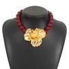 Tooxika Exaggerated Personality Flower Pendant Necklace Women Sweet Atmosphere Multi-coloured Beaded Necklace