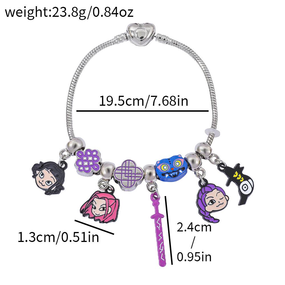 Huntrix Anime Bracelet, Cartoon Character Charm Chain, Cute Zinc Alloy Jewelry for Girls and Boys, Kawaii Accessory Gift
