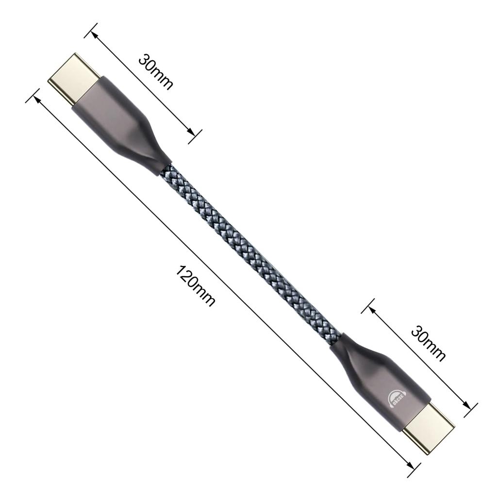 okcsc C2T Audio Cable, OTG Cable, Type-C (Male) to Type-C (Male) Decoder, Single Crystal Copper OCC Conductor, Improved Sound Quality, Approx. 12cm,