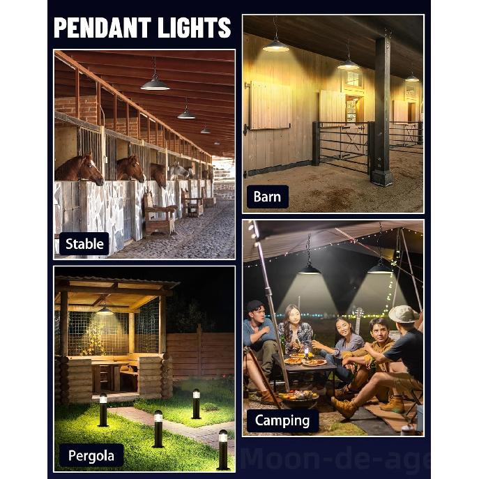Solar Pendant Lights with Remote Control, 3 Color 2 Brightness Mode Timer 8 inch Outdoor Hanging Shed Gazebo Chandelier Lamp Chicken Coop Barn Porch