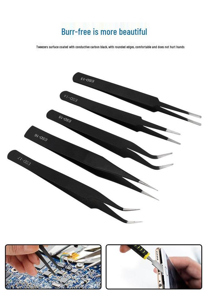 Stainless Steel Tweezers & Pry Bar Set - 10/11 Pieces with Canvas Bag