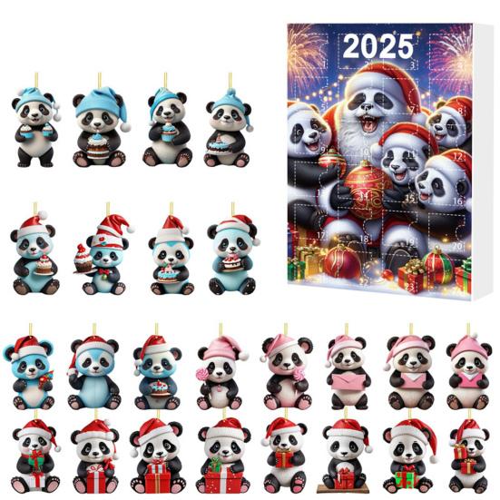 2025 Panda Adventskalender med 24 Panda-pynt Barnas Juleferie Nedtellingskalender Juletrepynt