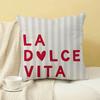 2D-Flat decorative cushion covers with striped design and various Italian quotes for sofa and chair.