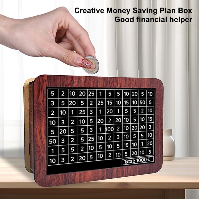 Wooden Money Saving Box Money Storage Bank With Saving Money Goals Counter Reusable Handmade Piggy Bank Coin Tray Storage Case
