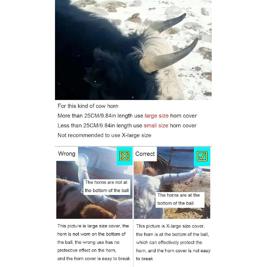 Small Size Silicone Goats Calf Cattle Bull Cow Horn Cover Anti-Fight Protective Cover Cow Horn Protector Round Cornered With