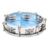MBAT Tambourine Adjustable Tone Double Row Jingle Bells Handheld Drum Percussion Instrument 8inBlue