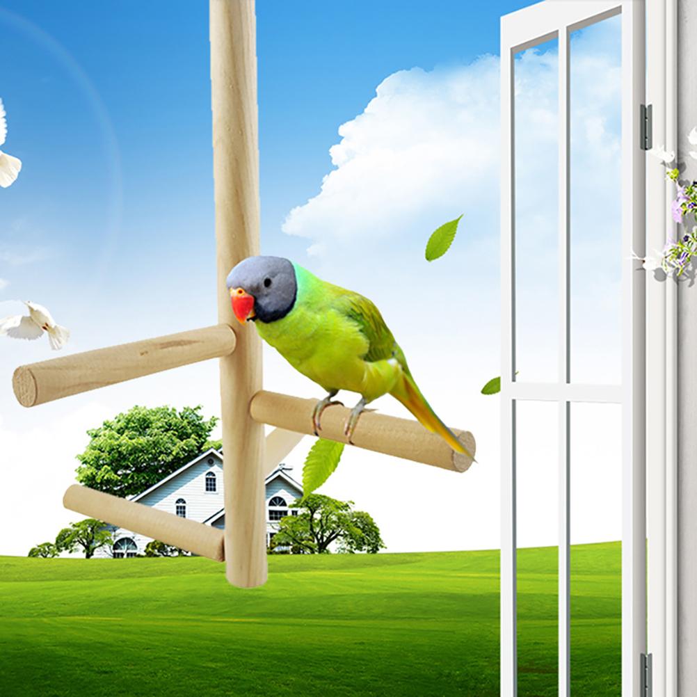 Wooden Parrot Perches Birds Stand Pole Rotatable Parrot Perches Bird Cage Accessories