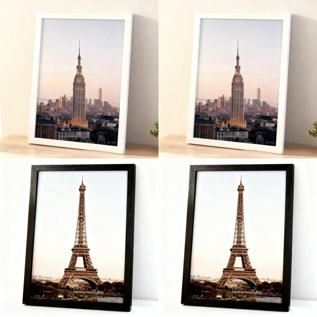 Stor Träbildram Med Elegant Finish För Vardagsrumsväggkonst