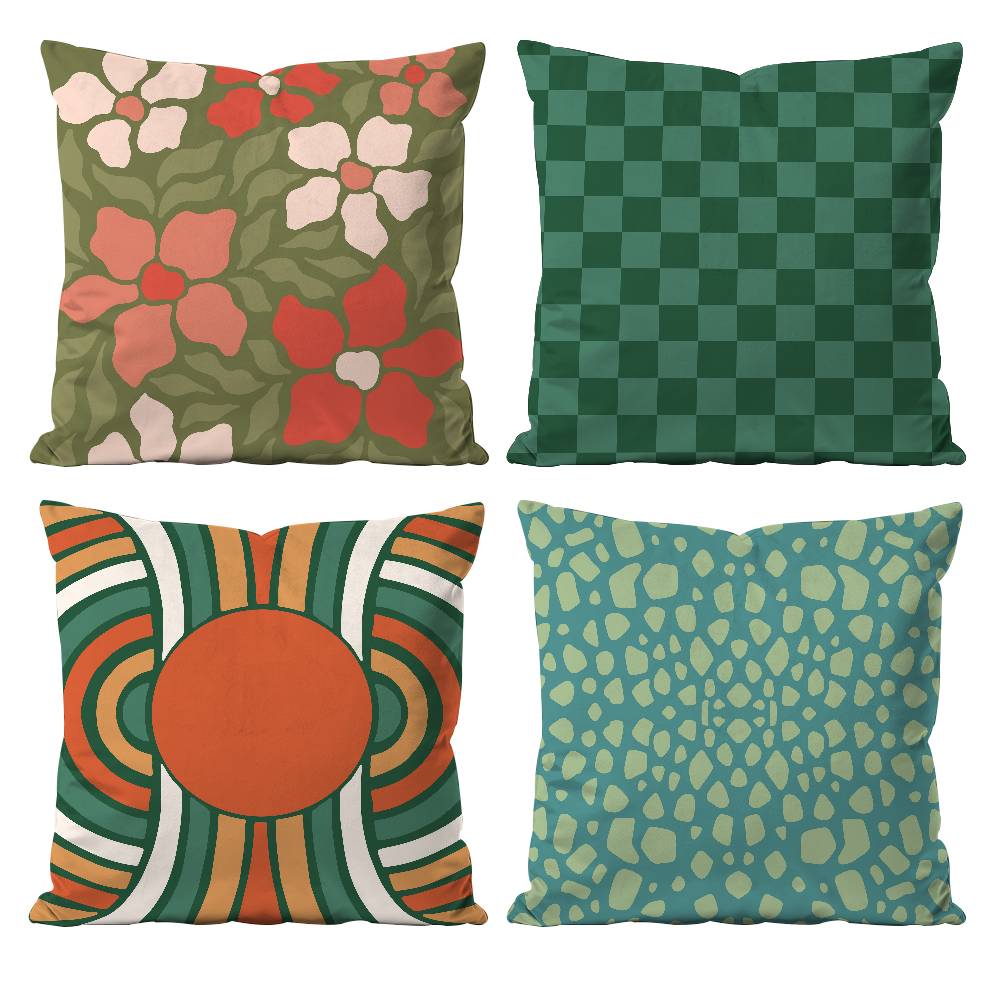 Fashion Bohemia Green Pillow Case Anti-dustmite Pillowcase Invisible zipper silky short plush Sofa cushion cover