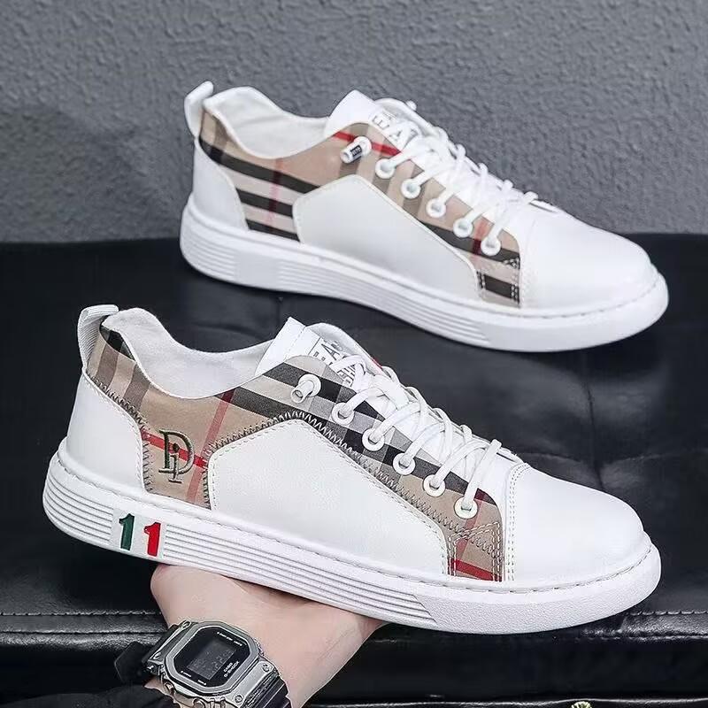 Men s casual board shoes fashion versatile white shoes comfortable trend men s shoes fashion plaid cloth board shoes men 39 белый