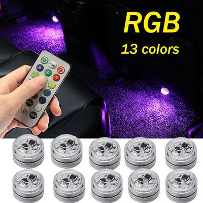 RGB LED Car Interior Roof Foot Ambient Light Wireless Remote Control Decoration Auto Atmosphere Lamp with Battery