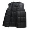 Colete de Penas Sem Mangas de Comprimento Médio com Forro de Lã e Bolsos Grandes para Homens de Meia-Idade - Jaqueta Grossa de Algodão para Business Casual
