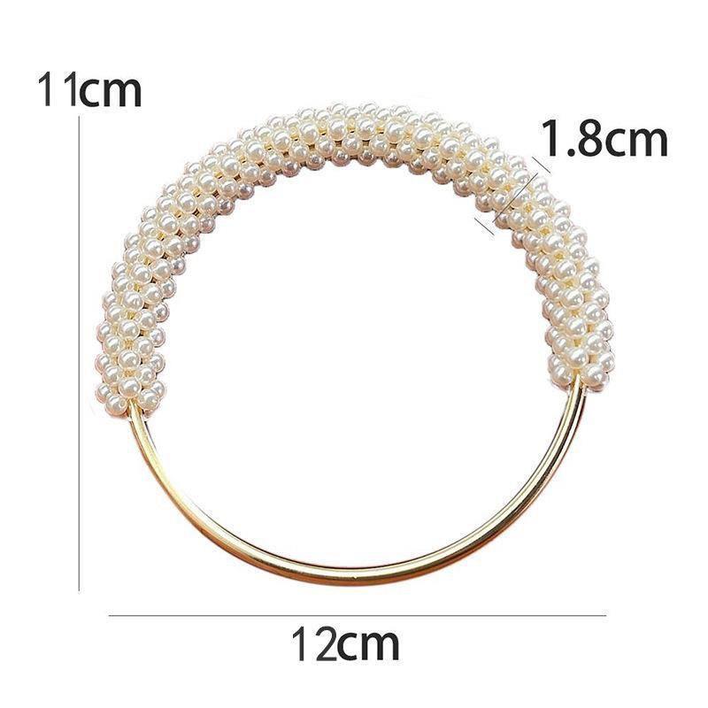 Colorful Beaded Pearl Bag Handle Round Metal Ring Braided DIY Accessory for Women Handbag Tote Craft Making Materials