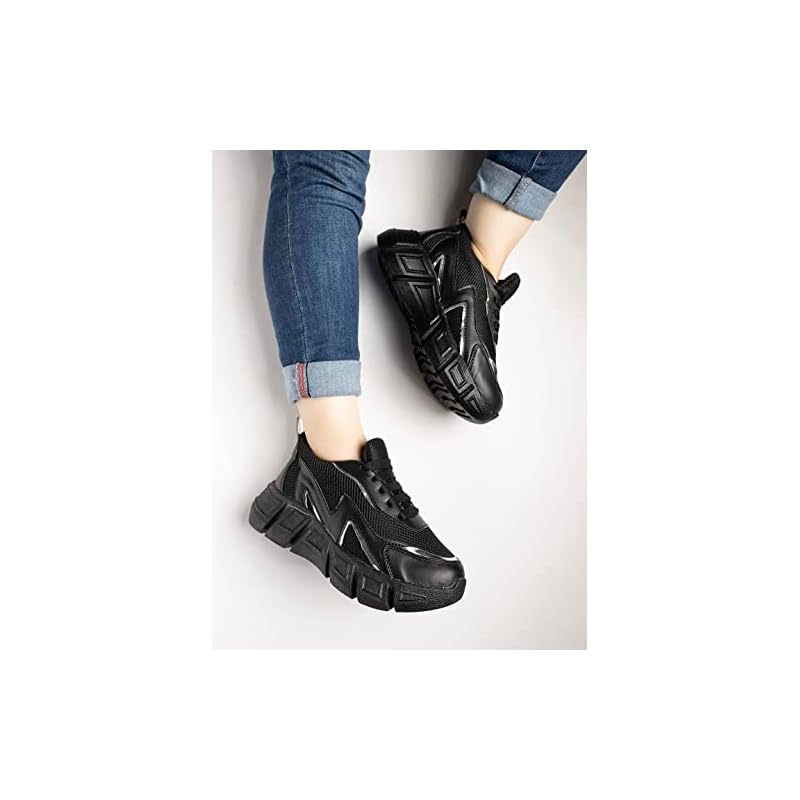 Shoetopia Women S Flat Sneakers Black (3 Uk) 3 UK чёрный
