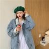 Plus Size Denim Jacket Women Casual Loose Comfortable Button Jacket Vintage Long Sleeve Tops