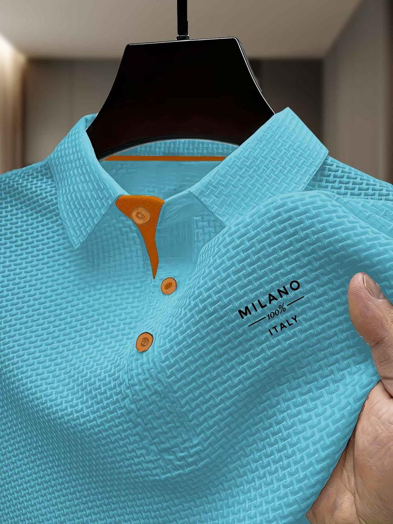 Men's Breathable Summer Refreshing Quick-Dry Lapel Color-Block Polo Shirt Men's Short-Sleeve T-Shirt Men's Clothing Top for Golf