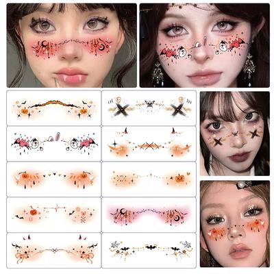 10 Buc Halloween Vampir Liliac Pistrui Falsi Autocolante Tatuaj Temporar Pentru Copil Femeieamprentare la cald Pistrui Machiaj Petrecere Machiaj Față