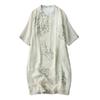 Elegant Chinese-Style Slim-Fit Qipao Dress - Summer Cotton Linen, Stand Collar, Diagonal Placket, Mid-Sleeves