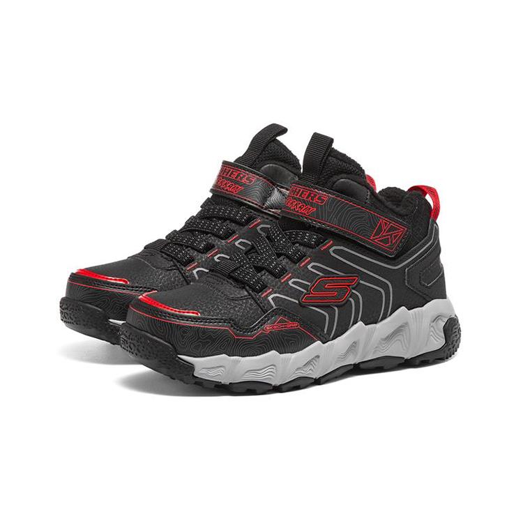 Skechers Velocitrek Fleece lined Cushioning Abrasion Resistant Thermal Low top Kids Lifestyle Shoes Black Red Teenagers 406422L-BKRD