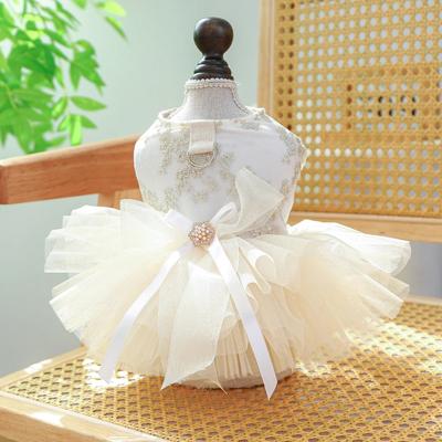 1PC Haustierbekleidung Hund Frühling/Sommer Atmungsaktives weißes Hochzeitskleid Prinzessinnenkleid mit Zugschnurknopf für kleine mittelgroße Hunde