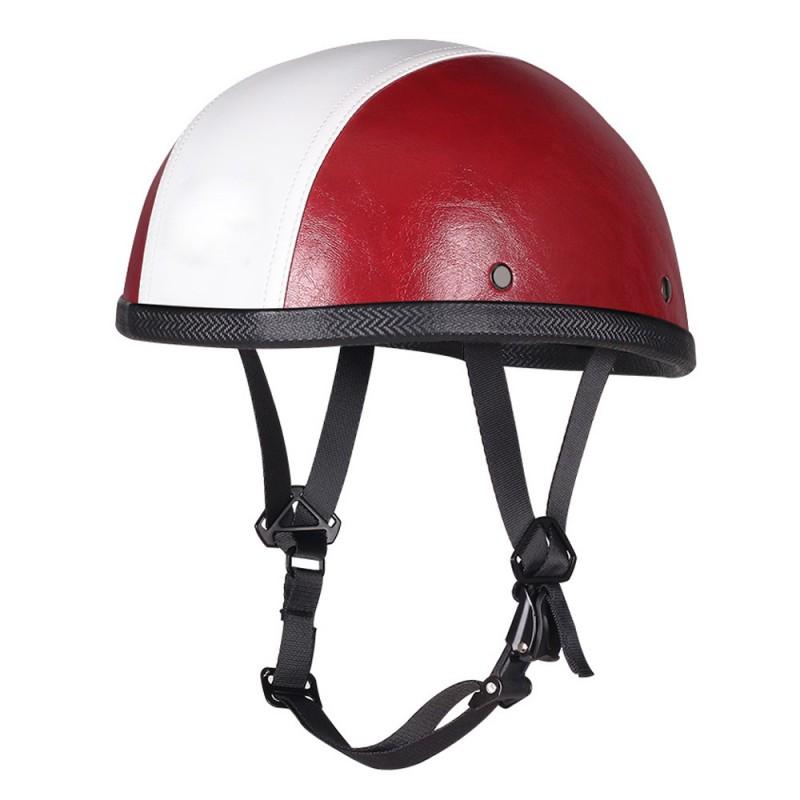 Vintage-Style Leather Half Helmet Adults Motorcycle Scooter Riding DOT Certified All Season Universal Fit