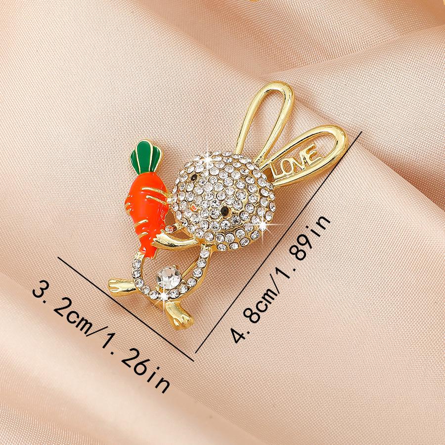 High-End Zirconia Carrot Rabbit Brooch - Cute Animal Pin, Perfect Easter Accessory
