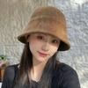 Bucket hat knitted bucket autumn and winter thermal hat children simple face chenille casual basin hat