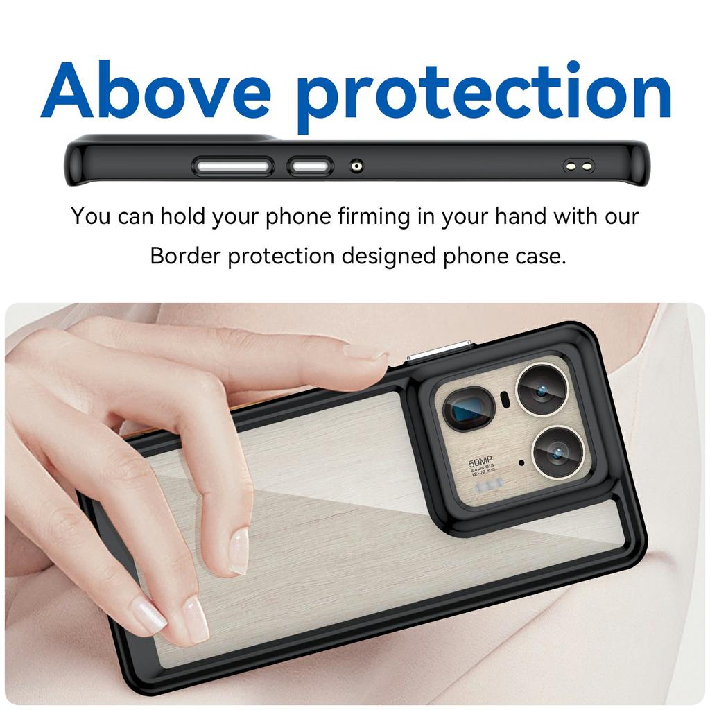 Dla Motorola Edge 50 Ultra 5G/Moto X50 Ultra 5G Etui TPU +Akrylowe Ochronne Przezroczyste Etui na Telefon