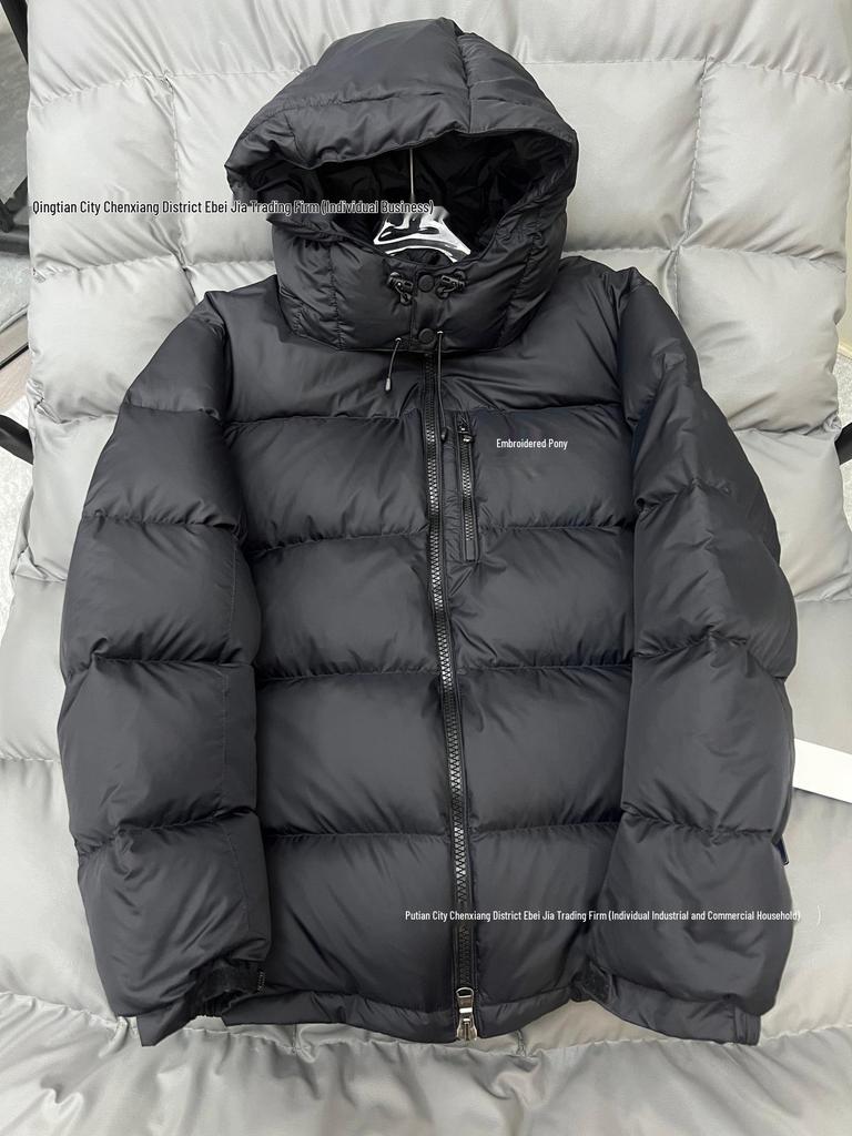Klasická Unisex péřová bunda Polo s výšivkou a odnímatelnou kapucí