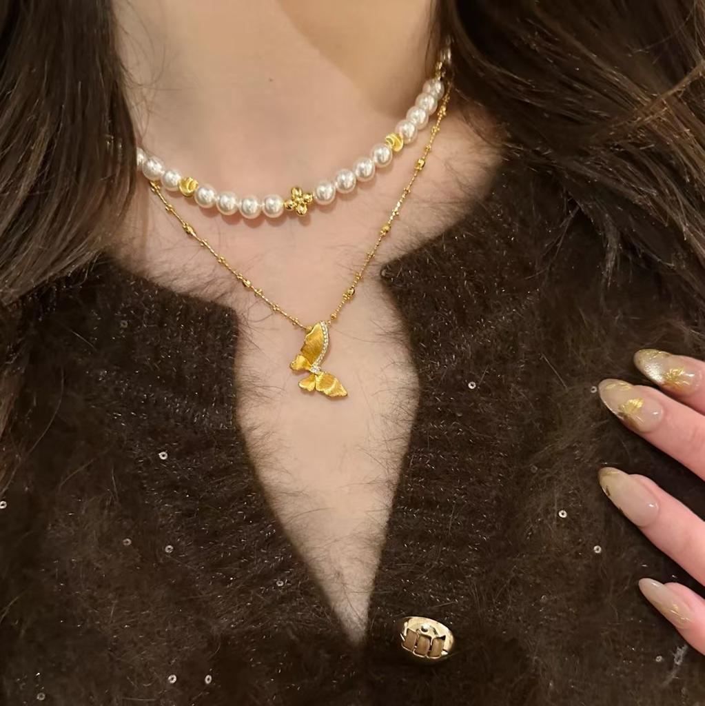Zlatnictví 9999 24K pravé zlato starožitný diamantový přívěsek náhrdelník pro ženy lehký luxus
