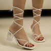 New Summer Large Size Ankle Strap High Heel Sandals Women's Thick Heel Square Toe Comfortable Elegant Light Luxury