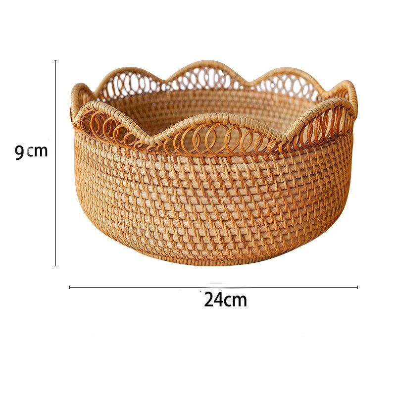 Χειροποίητο Καλάθι Αποθήκευσης Δίσκος Αποθήκευσης από Ρατάν Ψάθινα Καλάθια Δοχείο Επίδειξης Ψωμιού Φρούτων Φαγητού Πρωινού Χειροτεχνήματα Διακόσμηση Σπιτιού