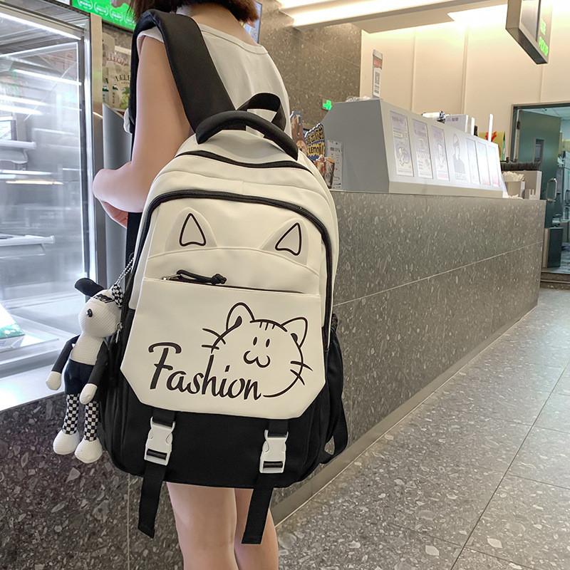 Cat Printed Backpack Large Capacity Breathable Outdoor Leisure Schoolbag Travel