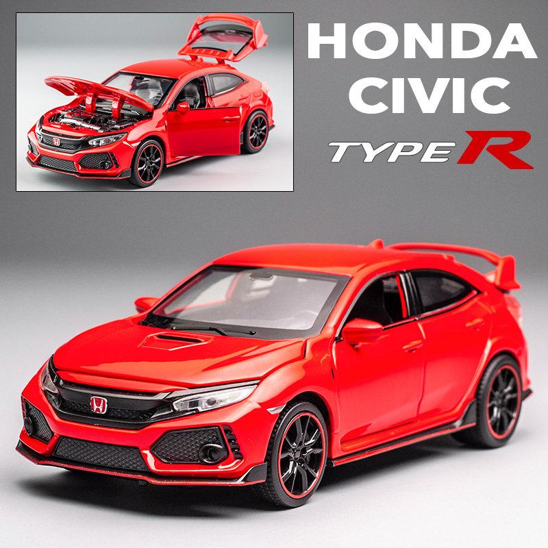 1/32 HONDA CIVIC TYPE-R Diecasts & Toy Vehicles Metal Car Model Sound Light Collection Car Toys for Children Christmas Gift