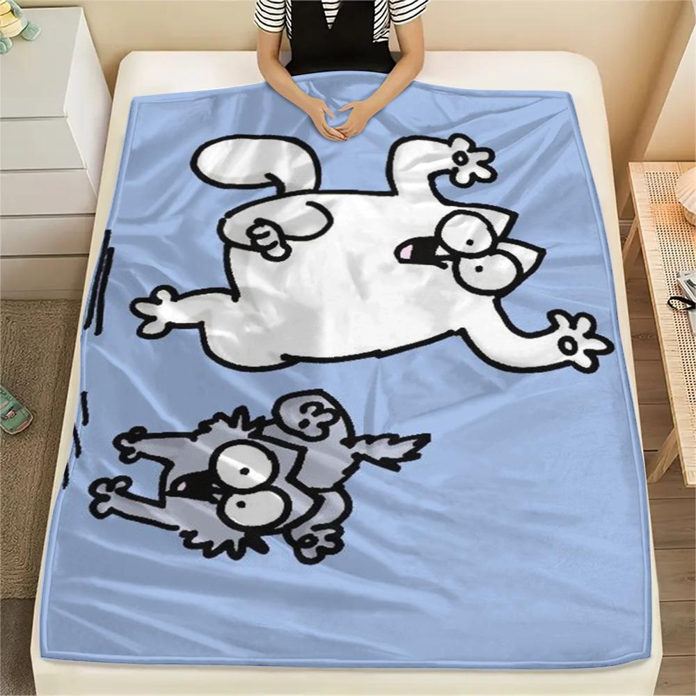 1 Pezzo Coperta in Flanella con Stampa Simon's Cat, Alta qualità Confortevole per Tutte le Stagioni, Decorazione per la Casa, Calore e Comfort, Perfetta per Regali di Natale