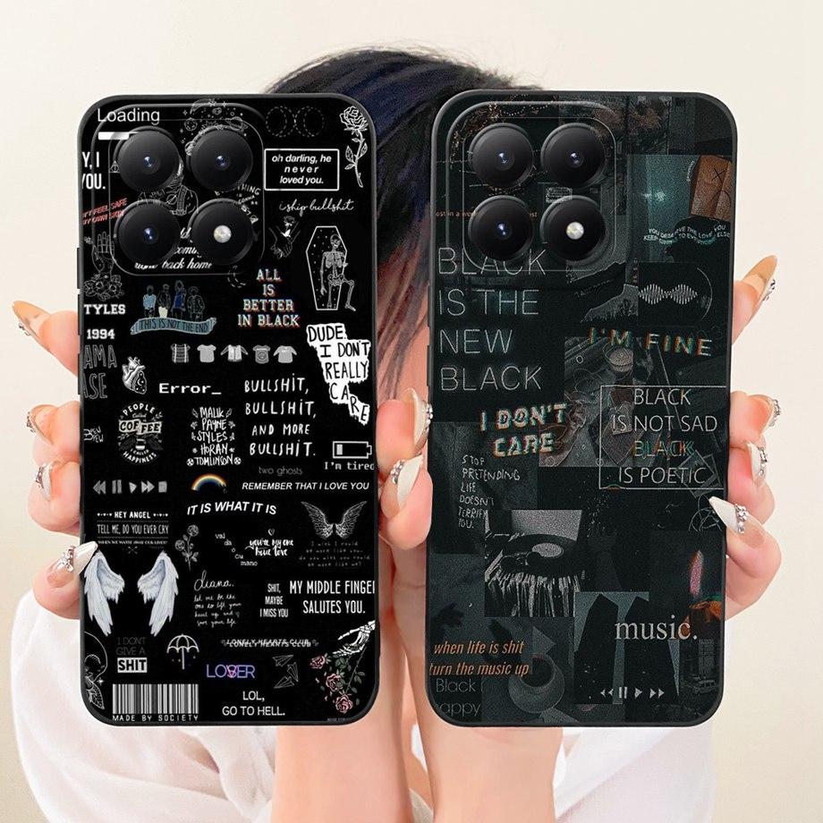 Phone Case For Xiaomi 15T Pro New Fashion Black Cat Cartoon Dragon Animals Pattern Bumper For Xiaomi Mi 15T Liquid Silicone Capa