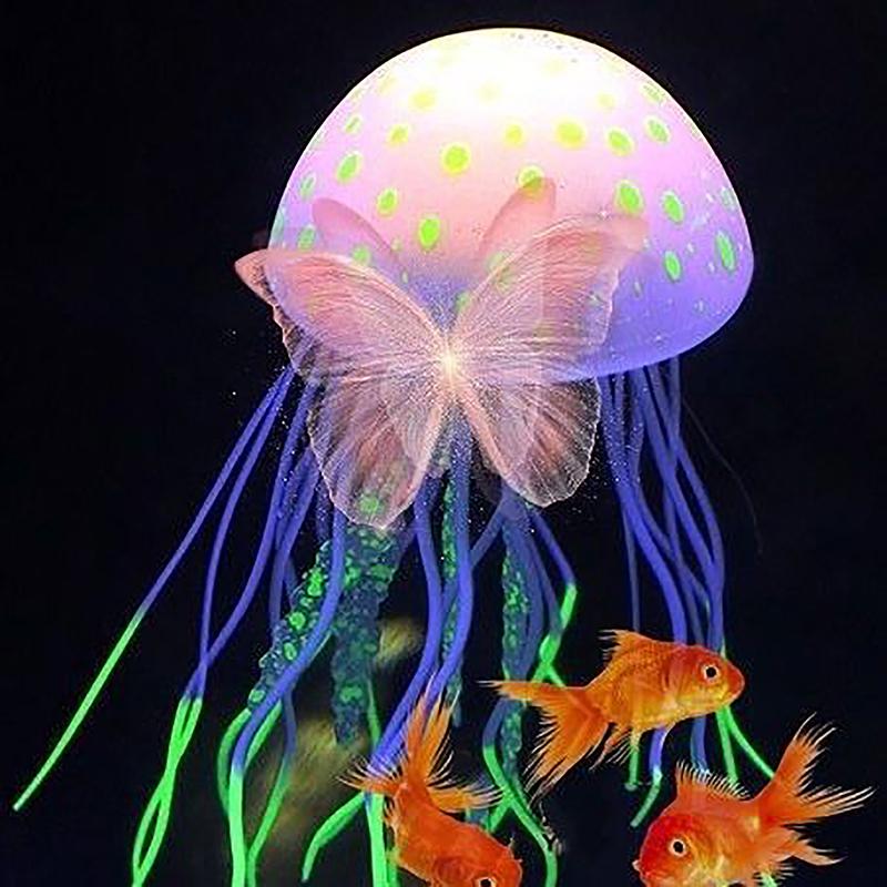 1Pc Acessórios DIY Farol Brilhante Água-viva Falsa Ornamentos Artificiais Para Aquário Tanques de Peixes Decoração Paisagismo
