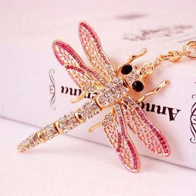 Porte-clés Libellule Strass: Pendentif Métal Accessoire de Sac pour Femmes
