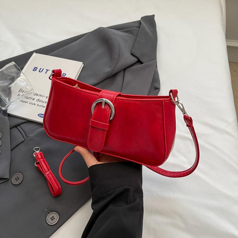 

Простая ретро нишевая дизайнерская сумка подмышку 2025 новая модная нишевая дизайнерская популярная на плечо через плечо маленькая квадратная сумка бордовый