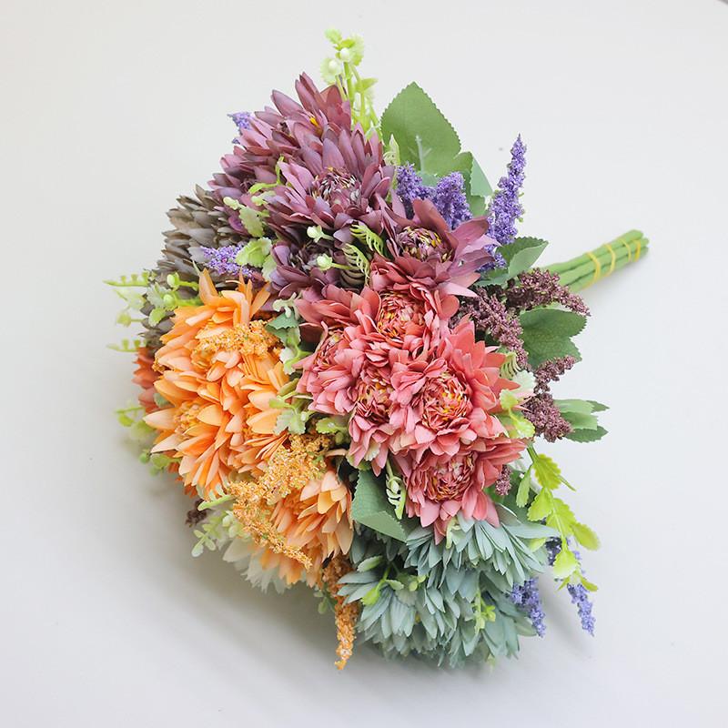 Silk Callistephus Chinensis Floral Bundle For Home Decor Wedding Styling Venue