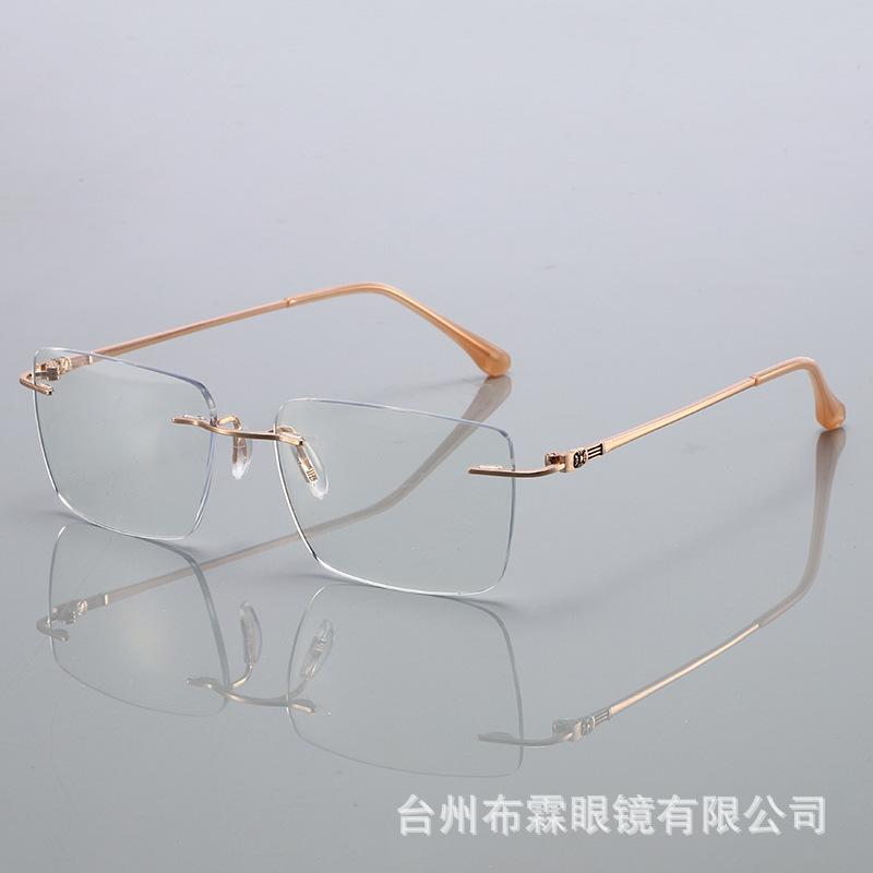 Frameless square reading glasses without screw structure ultra-light high-grade men's and women's high definition anti-blue business flat light elderl