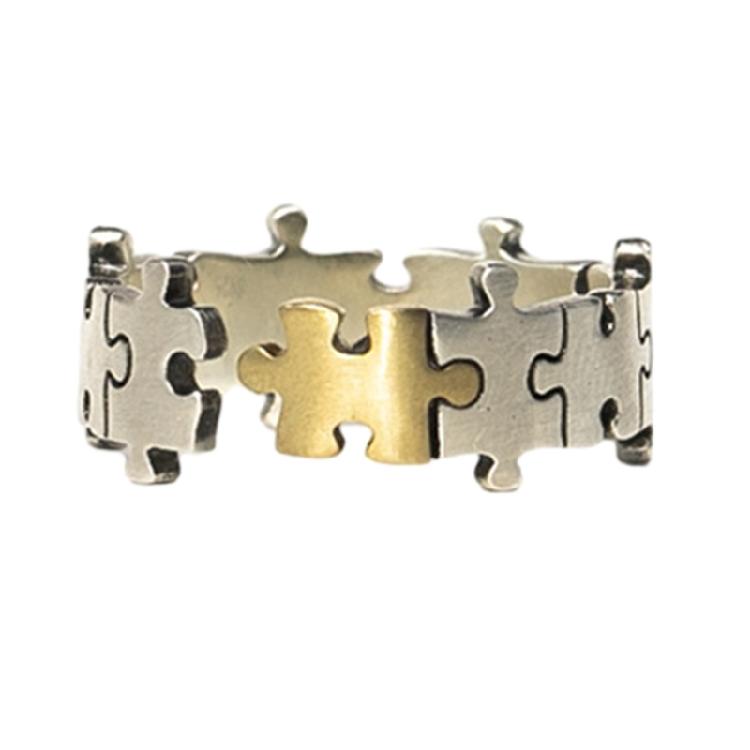 

Vintage Inspired Jigsaw Rings Fashionable Couples Puzzle Rings Adjustable Rings