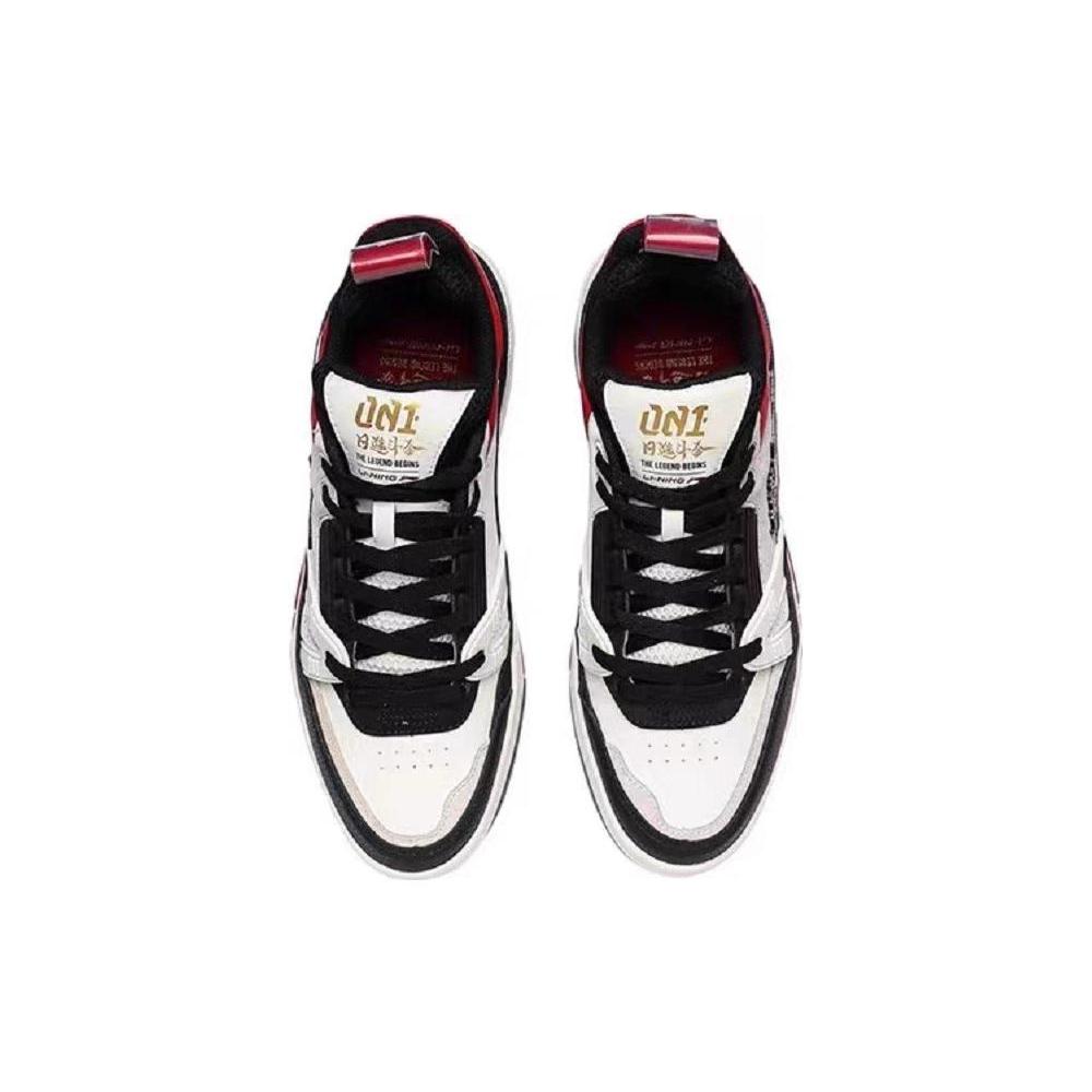 New LiNing 001 Legend Begins Anti Slip And Wear Resistant Lightweight Low Top Skateboard Shoes Men's Black White Red AGCR403-1