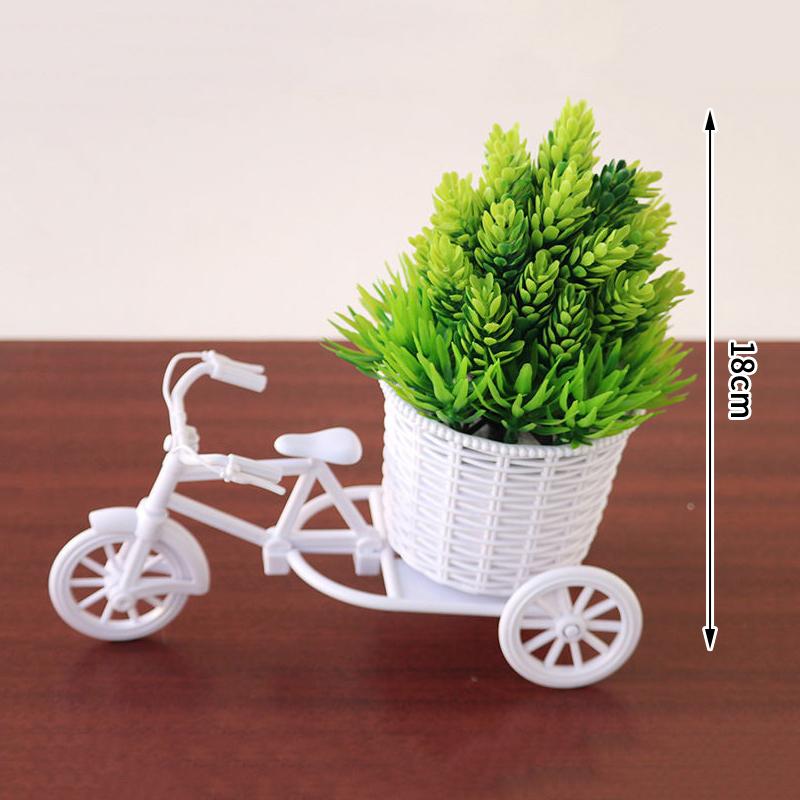 Dekoracje Kwiatowe Symulacyjne Kosz Kwiatowy Rattanowy Model Trójkołowy Rowerowy Dom Ogród Dekoracja na Wesele Romantyczna i Urocza