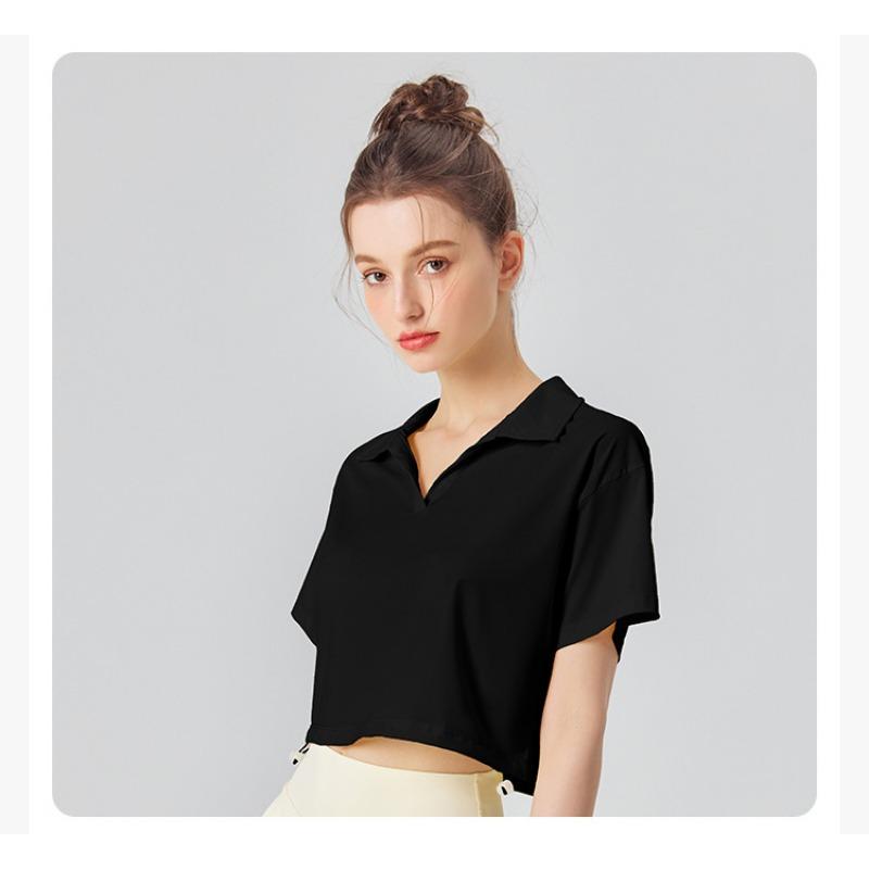 Yoga Fitness Short-sleeved T-shirt Women's Casual Sports High Neck Fitness Clothing Sunscreen Quick-drying Tops