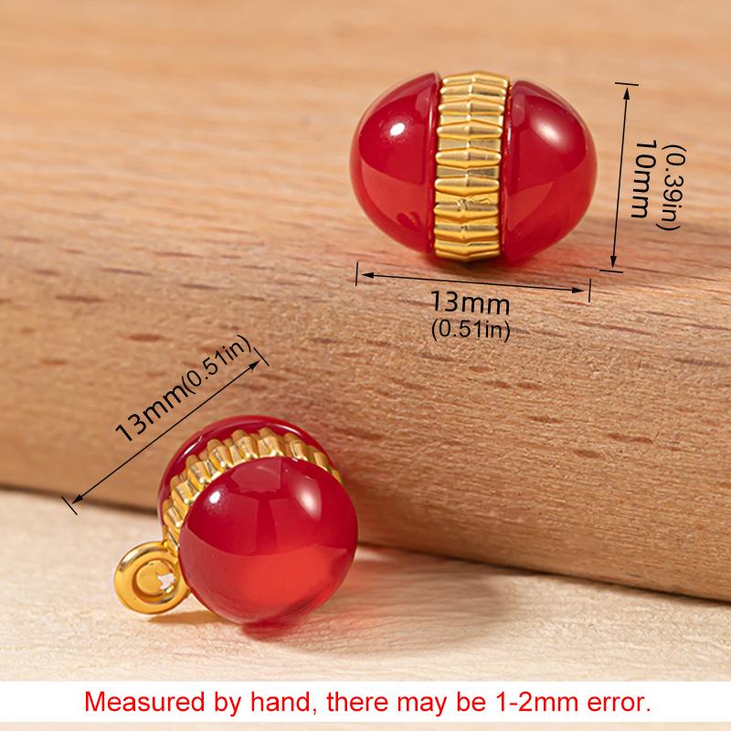 10Pcs Alloy National Style Auxiliary Materials Fashion Colorful Buttons Chinese Style Ellipse Resin Bead